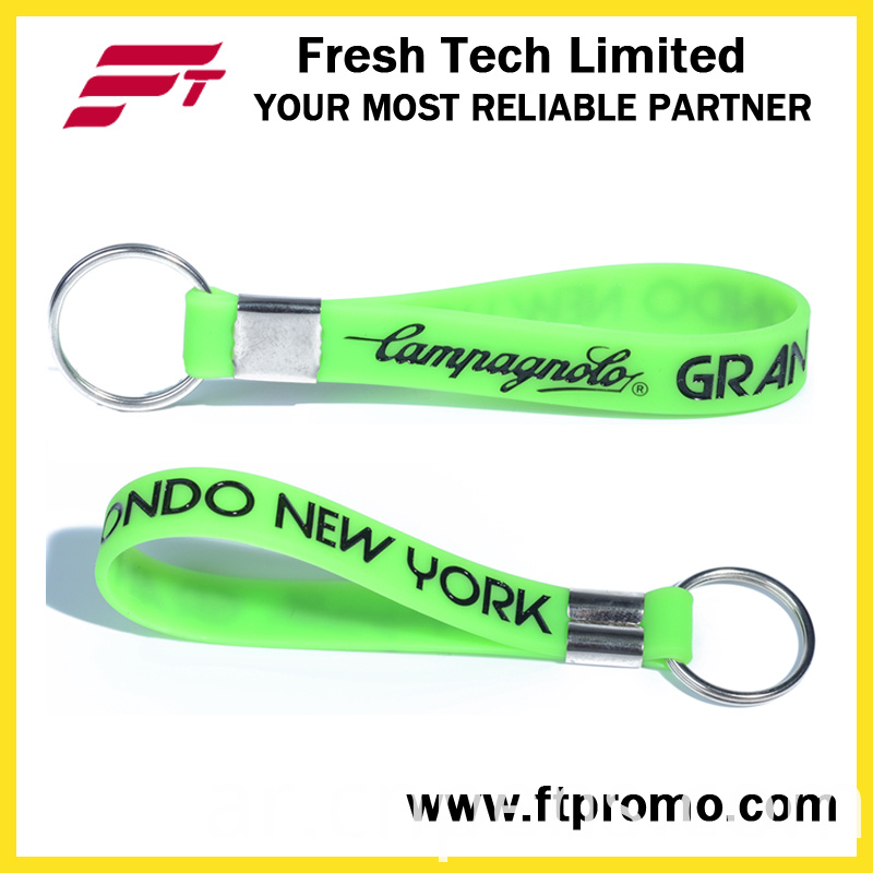 OEM Promotional Printed Silicone Wristband Keyring with Your Logo